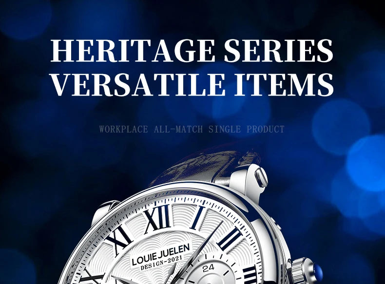 Fashion Mens Watches Top Brand Luxury Genuine Leather Strap Quartz Men's Watch Business Casual Date Chronograph Watch Men