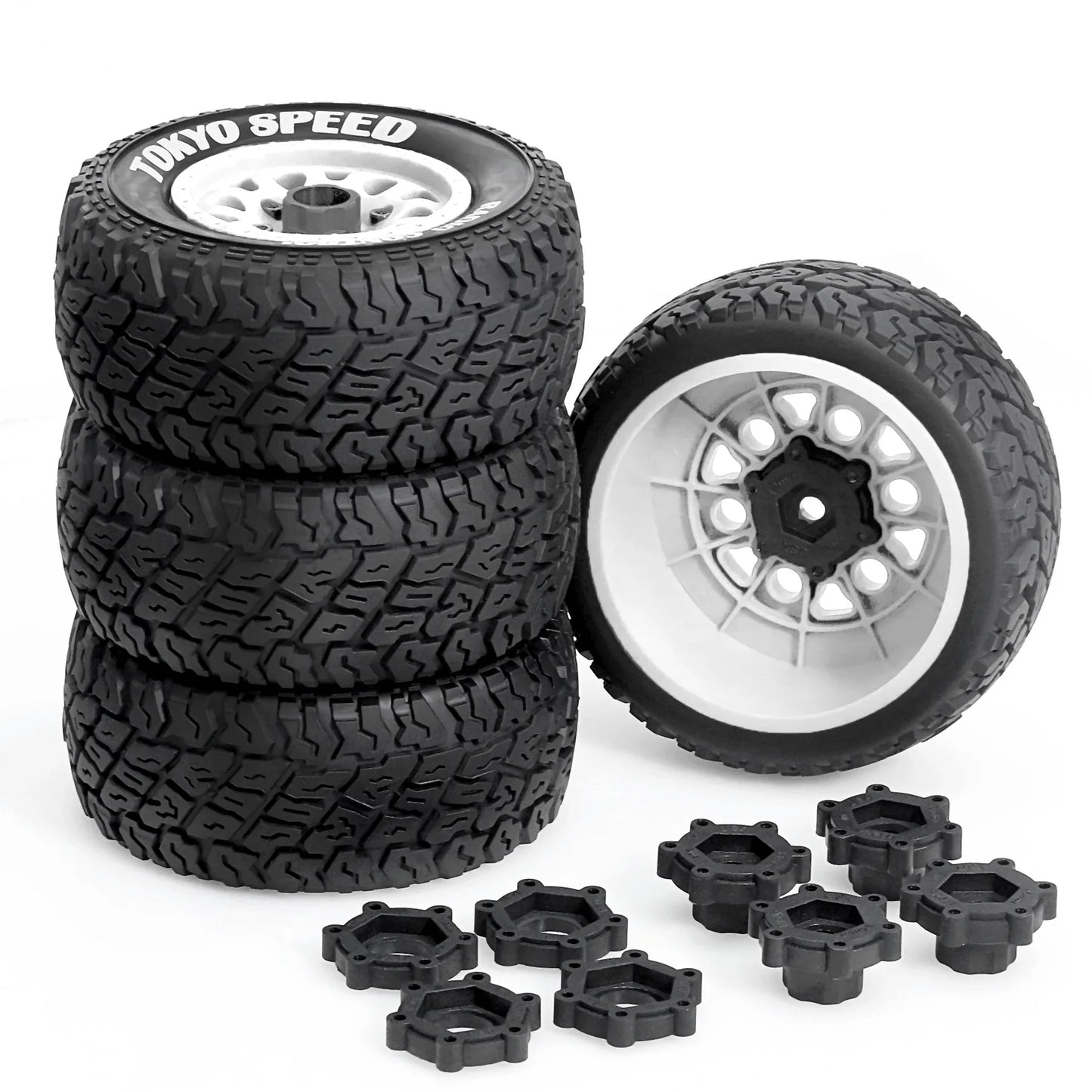 RC Wheels and Tires Truck Tires Short Course Tires for 1/10 Scale Car Arrm a Senton,Slash 2WD 4×4,Axia1,Rc 4wd,Red cat