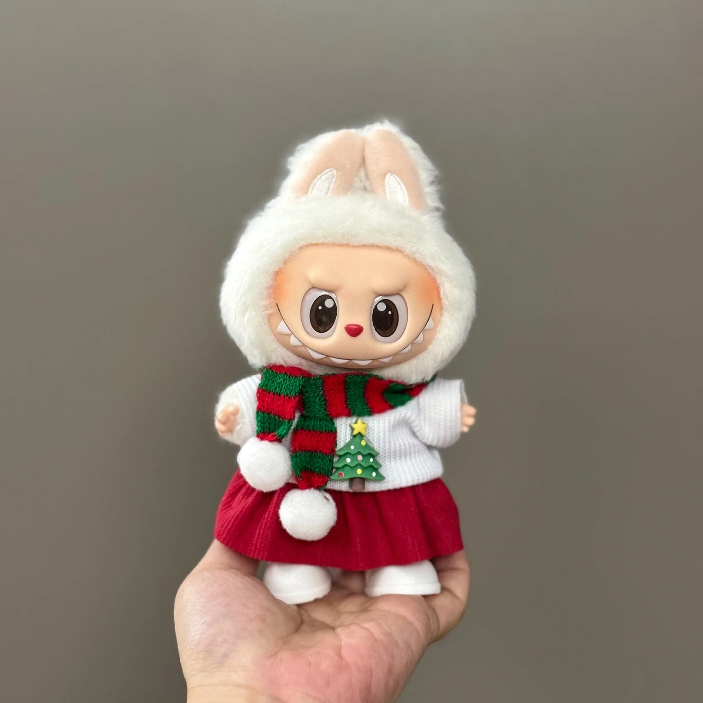 Labubu Doll Christmas Outfit - Festive Holiday Costume Set, Cute Plush Santa Dress with Accessories for Dolls (Clothes Only)