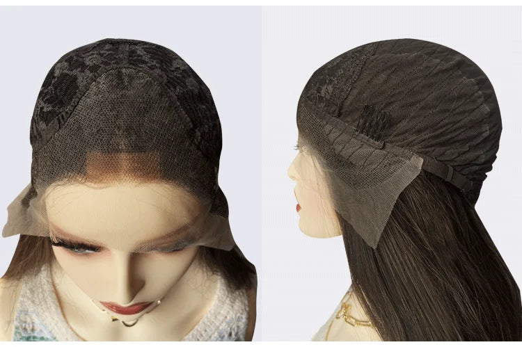 Synthetic Wig Hair Highlight Ash Blonde Straight Bob For Woman Lace Front Wig Bang Brazilian Hair Short Bob Wig