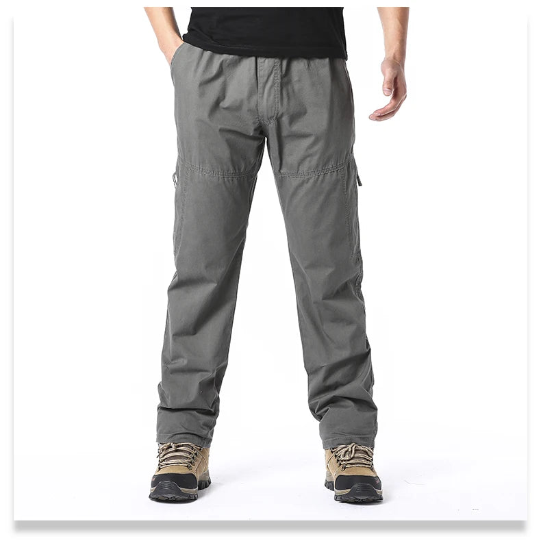High Quality Men's Cotton Cargo Pants Casual Multiple Pocket Tacitcal Pants Spring Autumn Outdoor Camping Hiking Work Pants