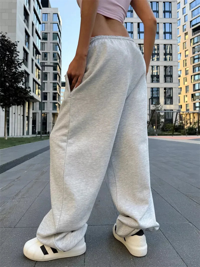 Pant Women Wide Leg Long Pants High Waist Straight Trousers Y2k Streetwear Elegant Splice Casual Loose Work Jogger Sports 2025