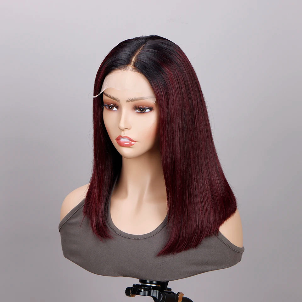 1B 99j Straight Bob Lace Front Wig Ombre TB 27 Honey Blonde HD Lace Wig Human Hair Wigs Glueless Bunrgundy Colored Short Bob Wig