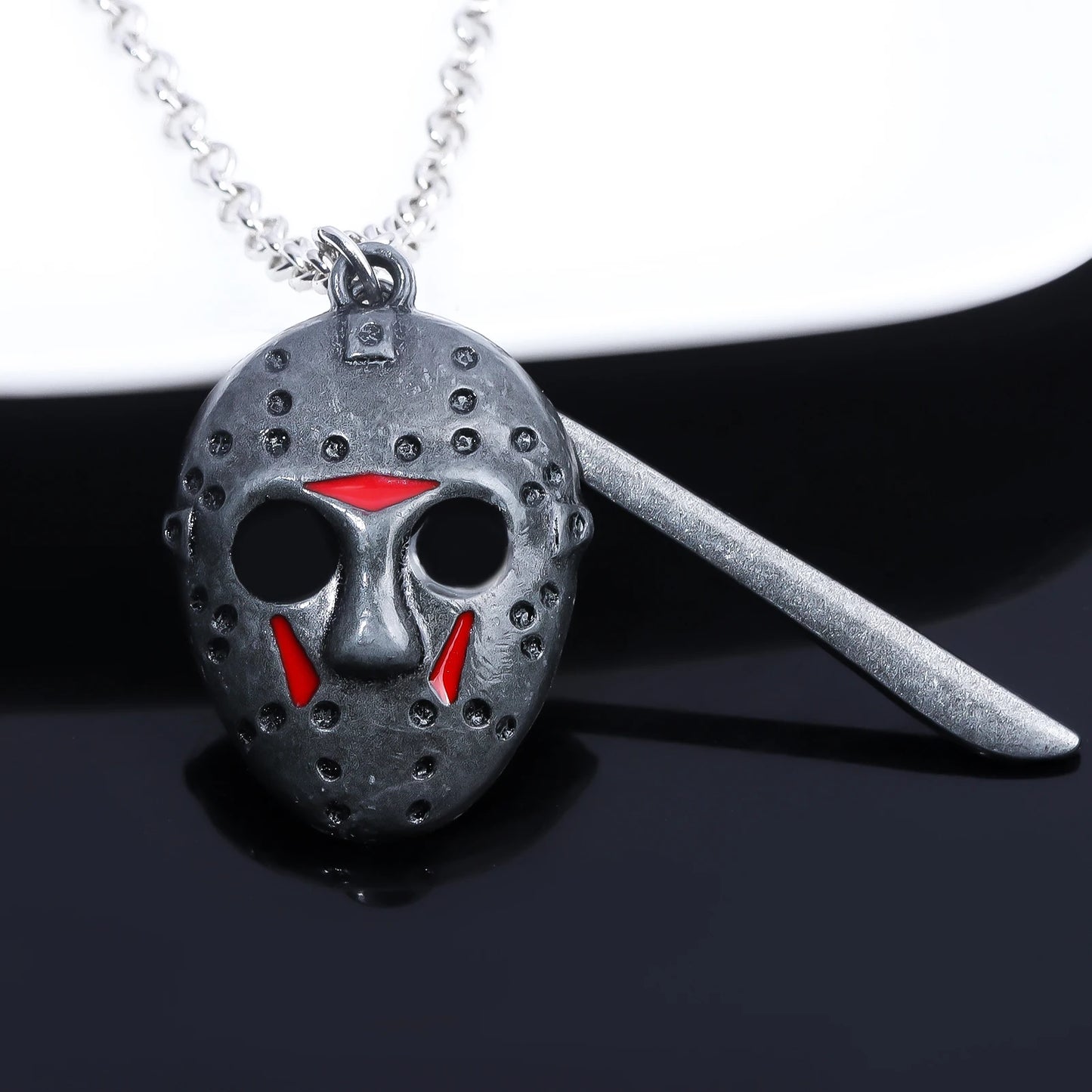 Horror Movie Keychain Jason Hockey Mask Kinfe Metal Keyring For Children Halloween Jewelry Gift
