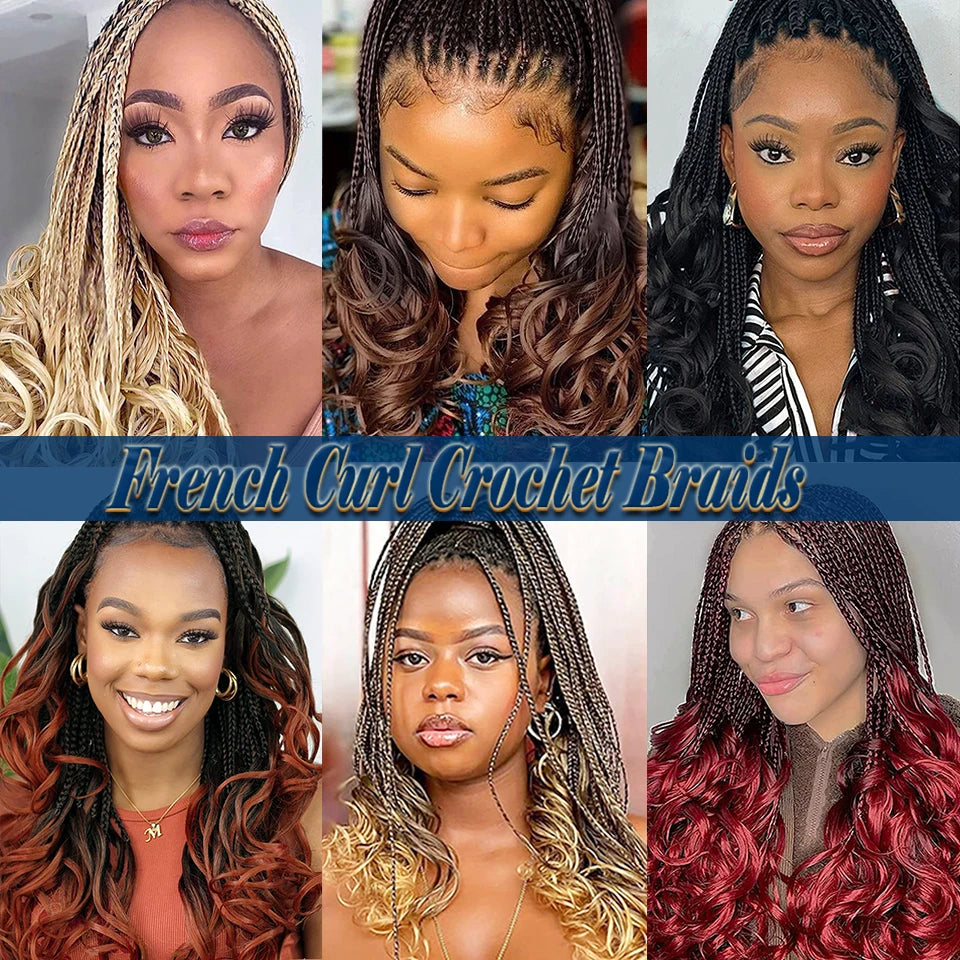 French Curl Crochet Braids 14 Inch Kid-Friendly Goddess Box Braids with Bouncy Curly Ends French Curls Braiding Hair for Women