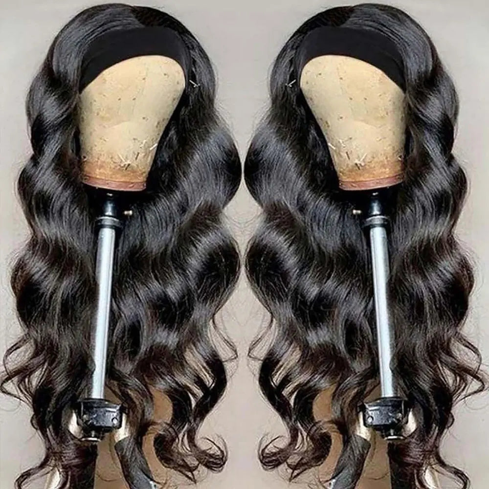 Headband Wig Human Hair Deep Wave Wig 250% Straight Body Wave Human Hair Wigs Half Kinky Cury Wig Brazilian Ready To Wear Wig