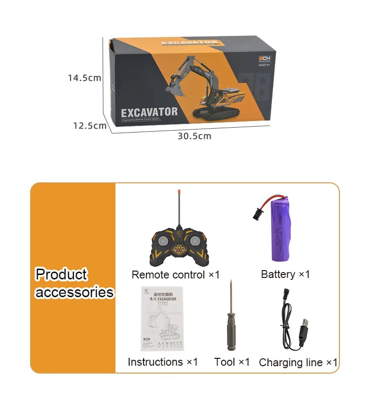 RC Car Children Toys Remote Control Car Toys For Boys Radio Control Excavator Dump Truck Bulldozer Electric car Kids Toys Gift