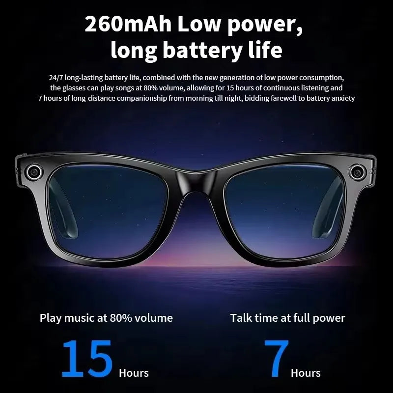 New Sunglasses Smart Glasses 8 Million Pixels Recording Videos AI Photo Recognition Answer Translation 290mAh Bluetooth Glasses