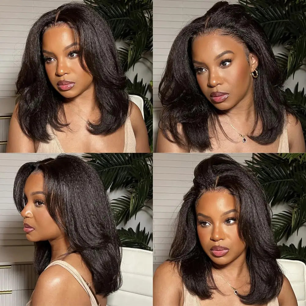 13x4 Transparent Lace Front Brazilian Human Hair Wig Sale Kinky Straight 180% Lace Frontal Yaki Human Hair Wigs Short Lace Wig