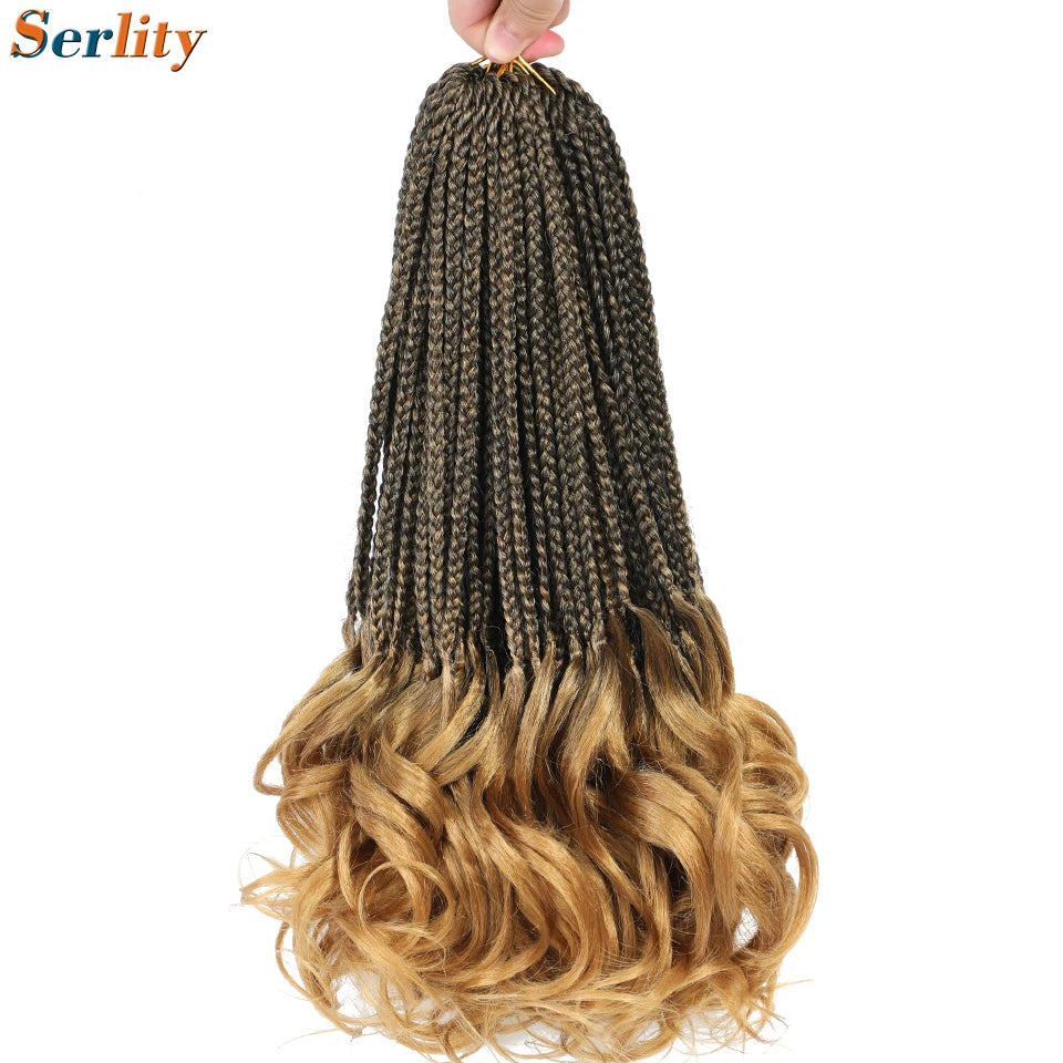 French Curl Crochet Braids 14 Inch Kid-Friendly Goddess Box Braids with Bouncy Curly Ends French Curls Braiding Hair for Women