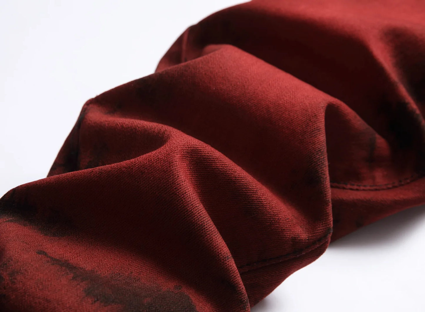 Denim Pencil Pants Men Streetwear Distressed Washed Tie Dyed Jeans Mid Waist Pockets Vintage Straight Ankle Length Trousers