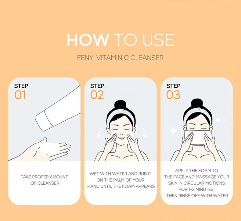 Vitamin C Facial Cleanser Skin Deep Cleansing Moisturizing Blackhead Removal Skincare Face Wash Foam Face Cleanser Skin Care