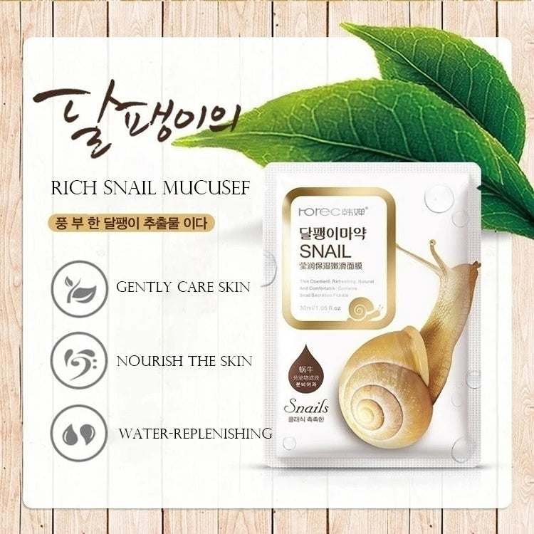 30pcs BIOAQUA skincare Face Masks Women Face skin care Sheet Mask Moisturizing Anti-wrinkle Hydrating Snail Korean Facial Mask