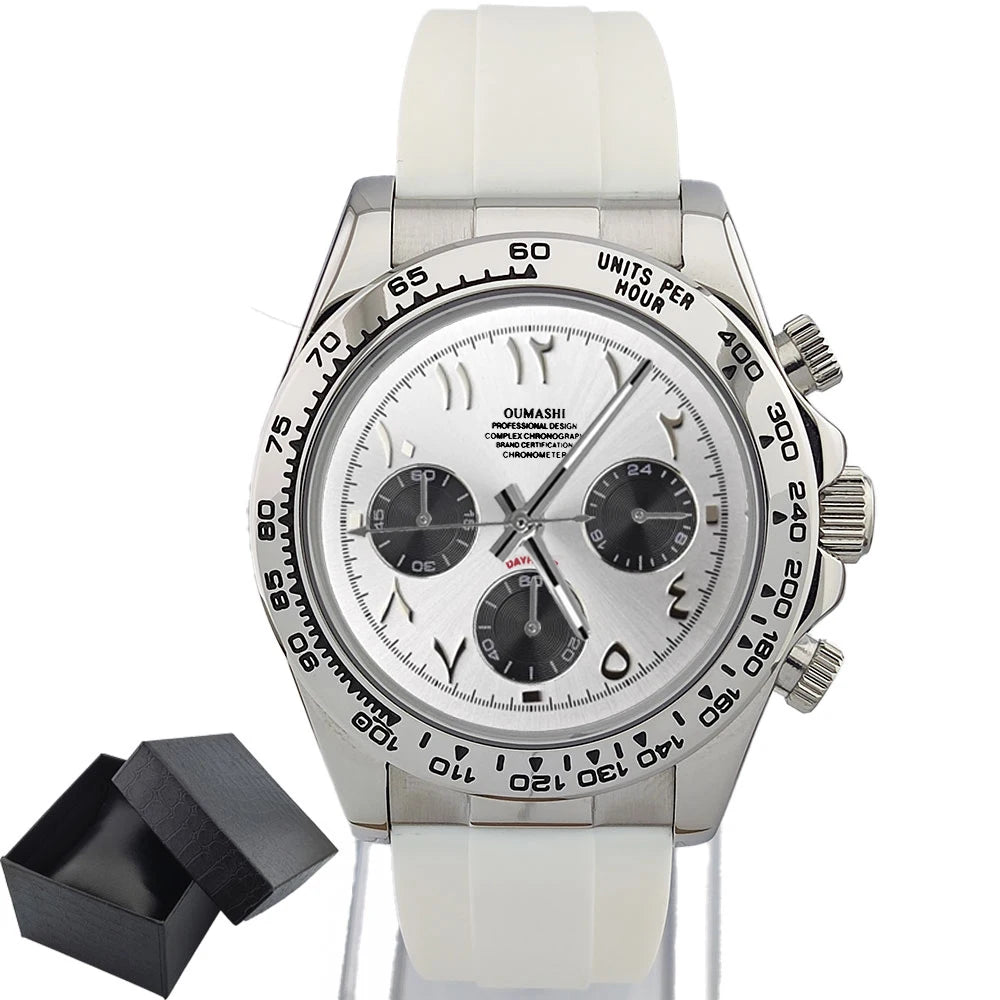 39.3mm VK63 Men's watch Arabian Dial customized Men's watch Luxury Quartz watch man VK63 Sport Chronograph Sapphire Glass watch