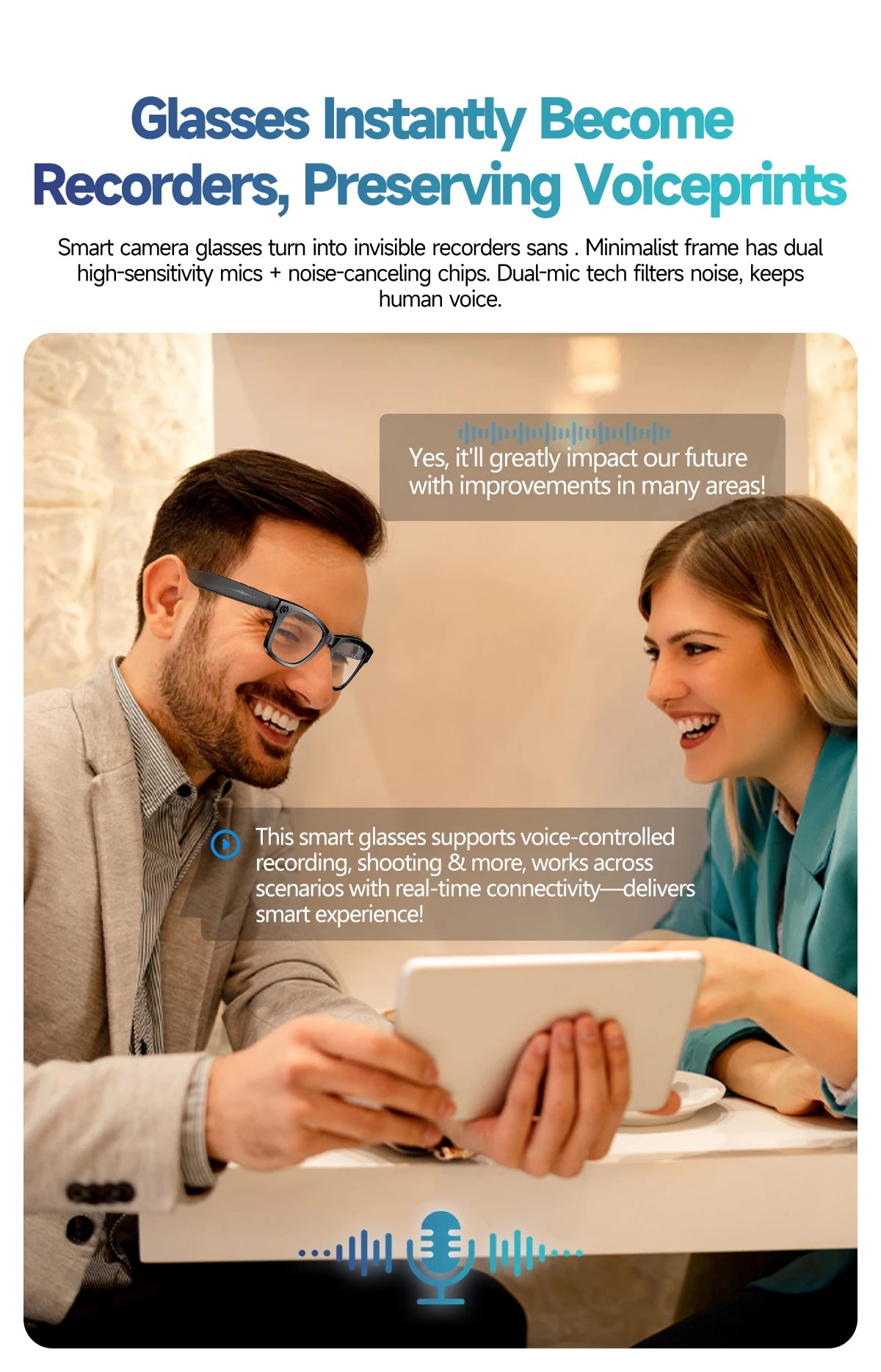 New Sunglasses Smart Glasses 8 Million Pixels Recording Videos AI Photo Recognition Answer Translation 290mAh Bluetooth Glasses