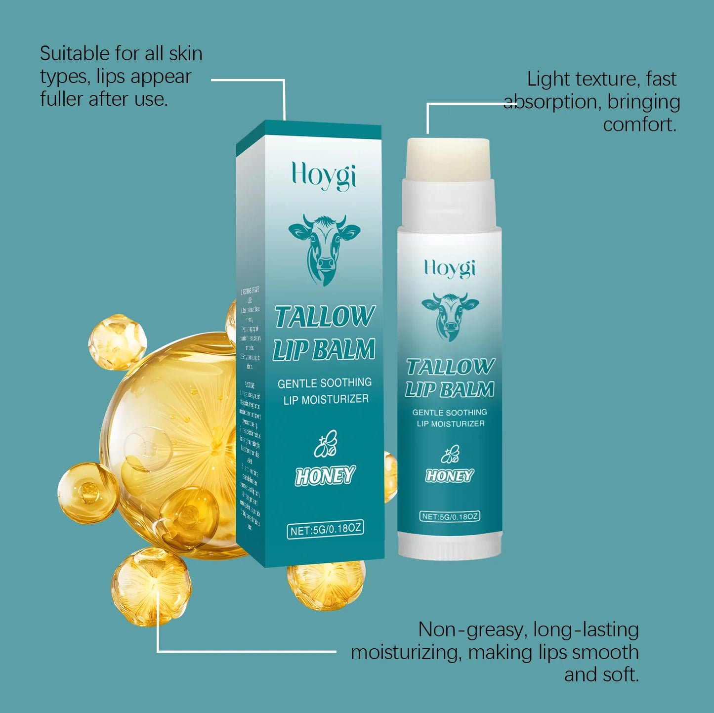 Tallow Lip Balm Deep Moisturizing Removes Dead Skin Gentle Soothing Lip Fades Lip Lines Smoothing Plumps Lips Care