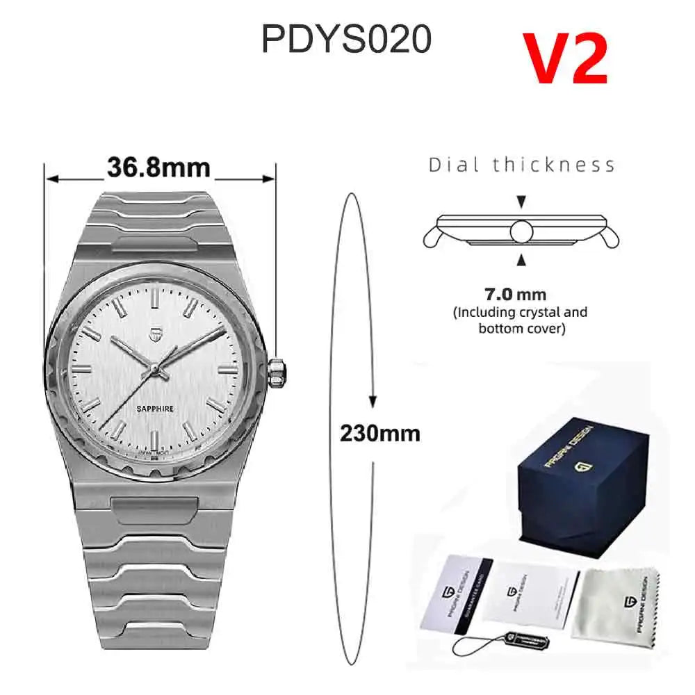 PAGANI DESIGN 2025 New Thin 7mm Fashion Men Quartz Watch V2 Stainless Steel Sapphire 10Bar Waterproof C3 reloj hombre