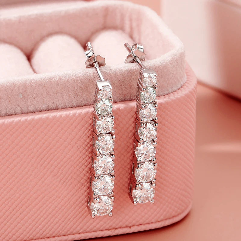 BXINY 2.8CT Full Moissanite Drop Earrings S925 Silver D Color Lab Diamonds Tassel Dangle Earring for Women Wedding Gifts Jewelry