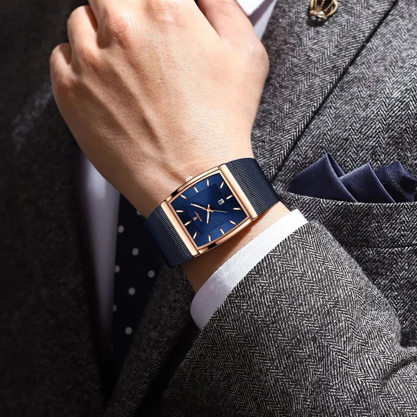 POEDAGAR Luxury Fashion Men Clock Stainless Steel Mesh Date Waterproof Luminous Man Wristwatch Quartz Casual Men's Watches Reloj