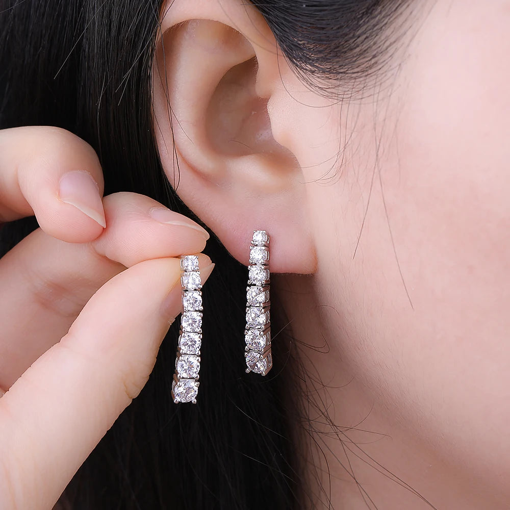 BXINY 2.8CT Full Moissanite Drop Earrings S925 Silver D Color Lab Diamonds Tassel Dangle Earring for Women Wedding Gifts Jewelry