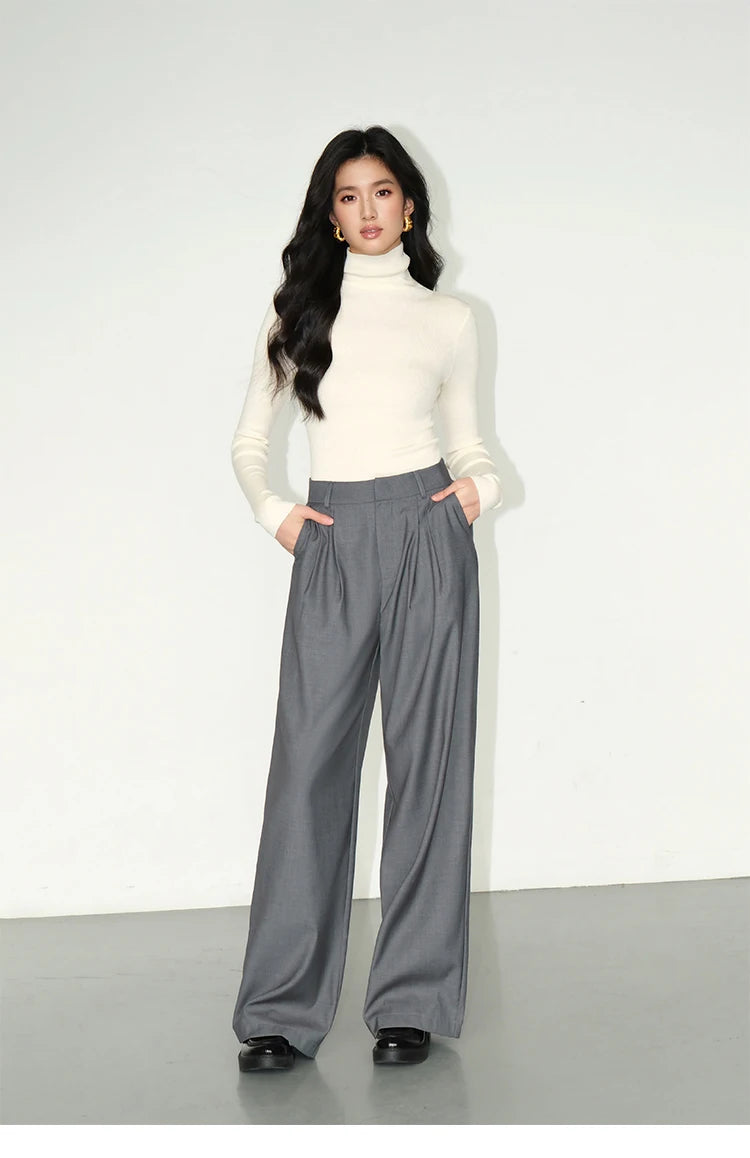 Multicolor Office High-waisted Wide-leg Suit Pants Women's 2025 Autumn Loose and Drape Casual Straight Mopping Trousers
