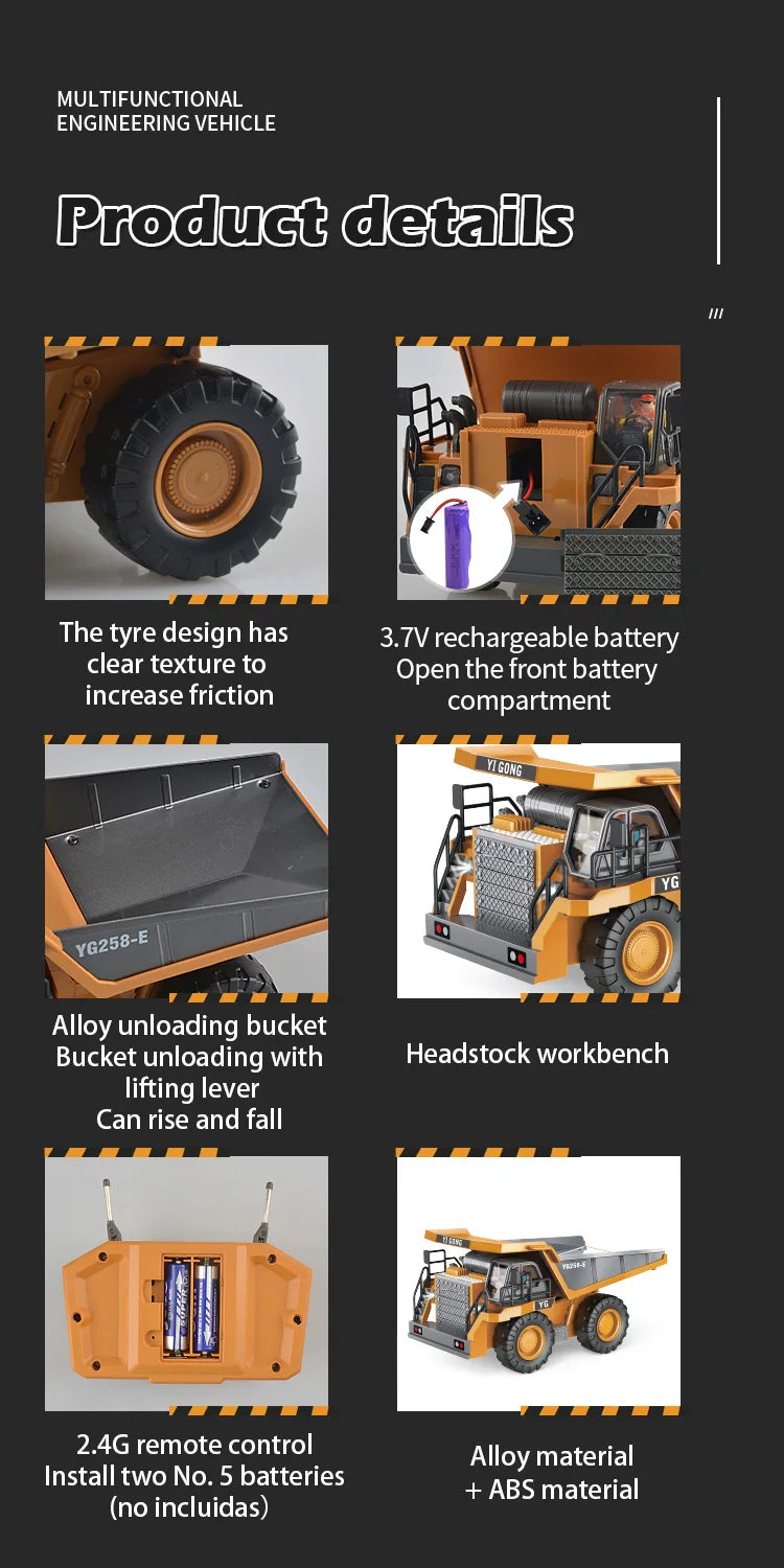 RC Car Children Toys Remote Control Car Toys For Boys Radio Control Excavator Dump Truck Bulldozer Electric car Kids Toys Gift