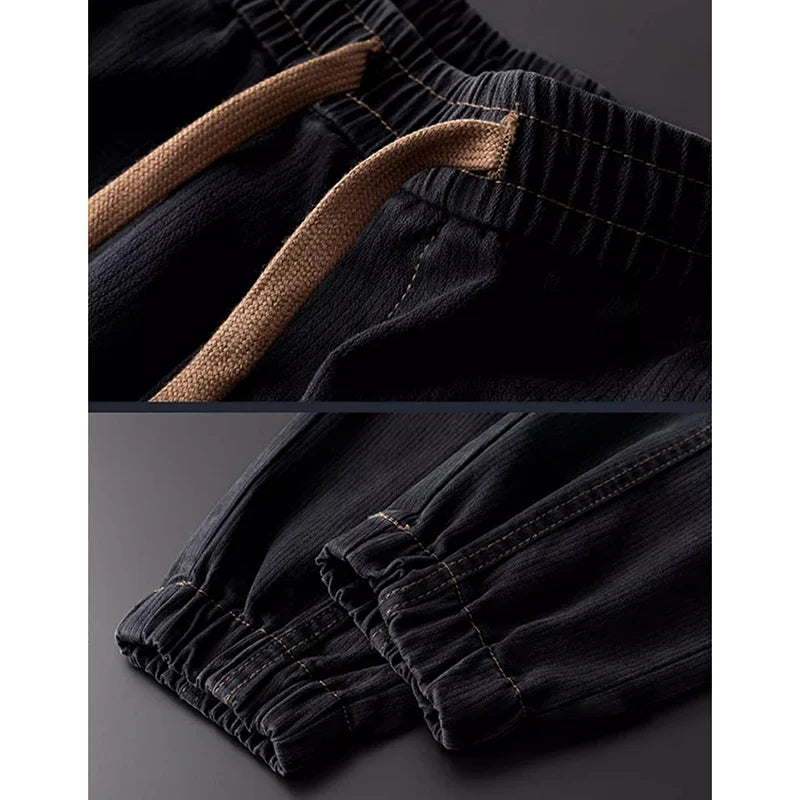 Men's Fashion Concise Office Harem Pants Holiday Party Plush Winter Cargo Trousers Classic Thicken Casual Pants Plus Size S-3XL