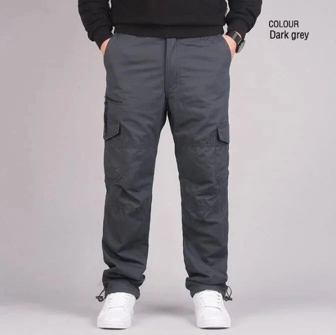 Men's Winter Cargo Pants Double Layer Fleece Warm Thick Camouflage Tactical Cotton Long Trousers Men Baggy Casual Cotton Pants