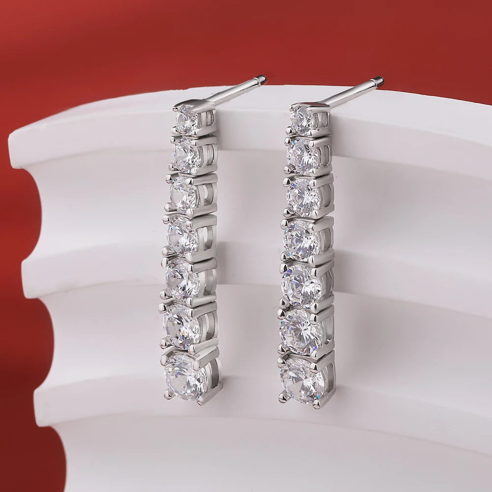 BXINY 2.8CT Full Moissanite Drop Earrings S925 Silver D Color Lab Diamonds Tassel Dangle Earring for Women Wedding Gifts Jewelry