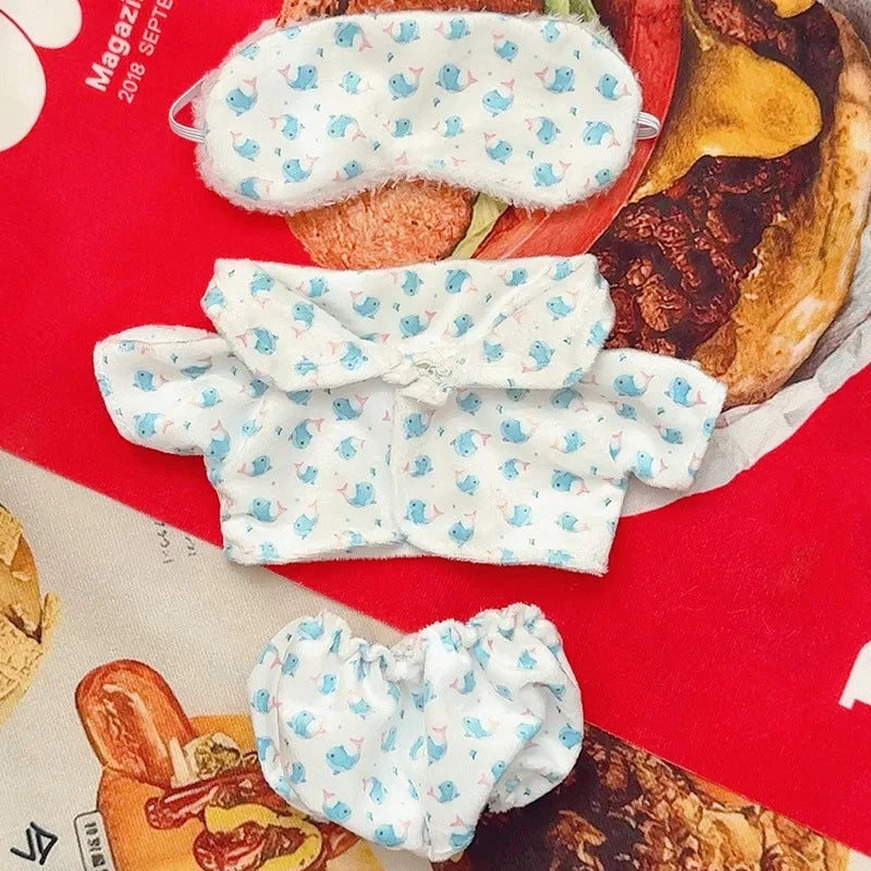 15cm/17cm Labubu I II Dolls Clothes Cute Eye Mask Pajamas Three Piece Set Accessories Clothing Plush Doll'S Clothes