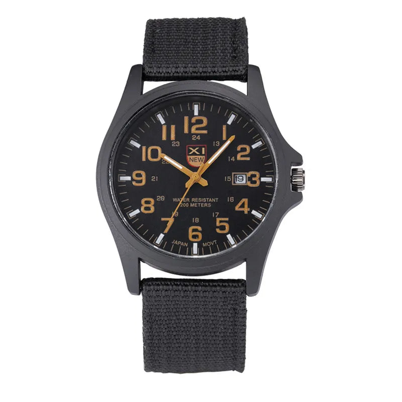 Men Genuine XINEW Brand Watches Students Fashion Casual Nylon Band Sports Army Gifts Date Quartz Wrist Watch Black Montre Homme