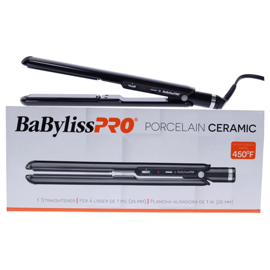 Porcelain Ceramic Straightening Flat Iron Model BP9557UC Black by BaBylissPRO for Unisex 1 Inch Flat Iron