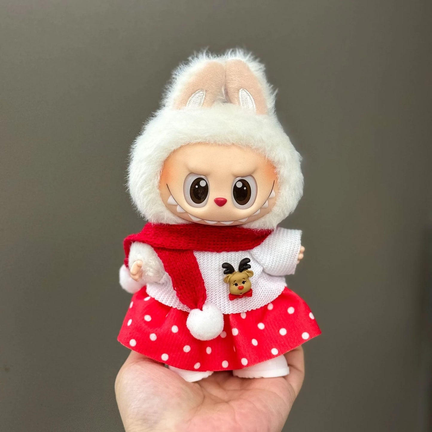 Labubu Doll Christmas Outfit - Festive Holiday Costume Set, Cute Plush Santa Dress with Accessories for Dolls (Clothes Only)
