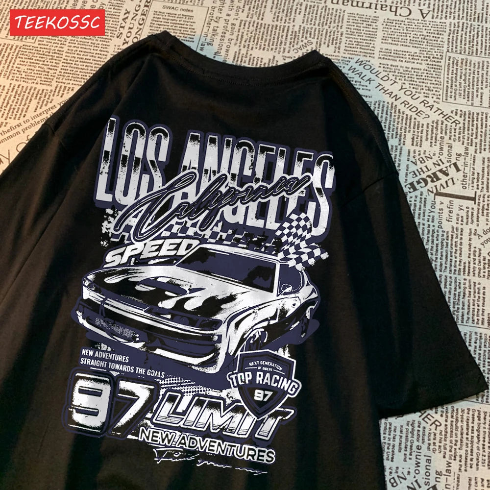 Cool Racing Cars Printed Short Sleeve Breathable Fashion T Shirts Breathable Streetwear Clothing Everyday Cartoon T-Shirt
