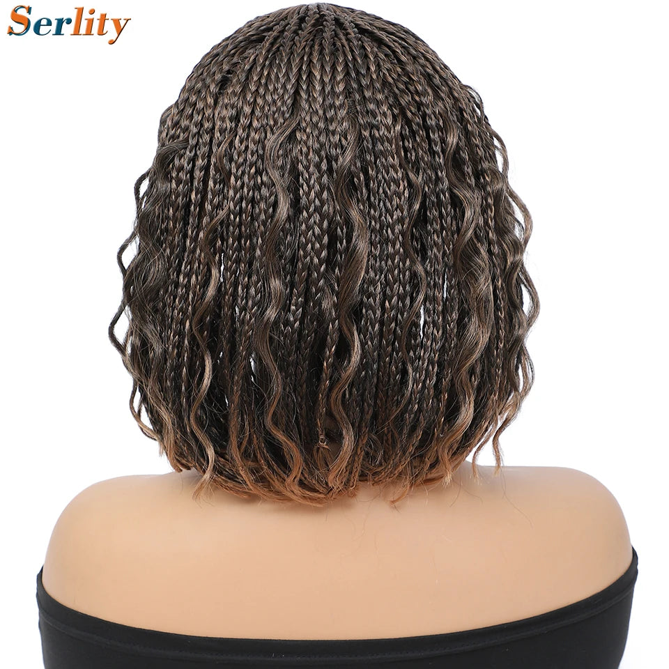 New Style Bob Box Braided Wigs For Black Women 12inches Synthetic Box Braids Crochet Hair Wigs On Sale Clearance Short Black Wig