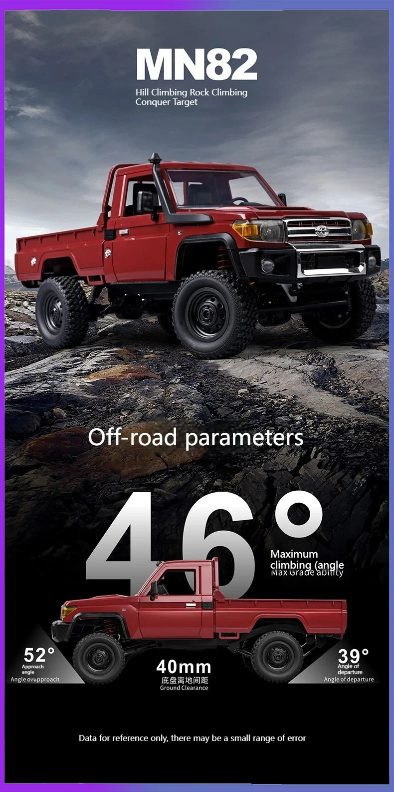 Rc Car MN82 1:12 Retro with LED Lights, Full Scale Analog LC79, Professional Four-wheel Drive Truck, Toy Truck Model RC