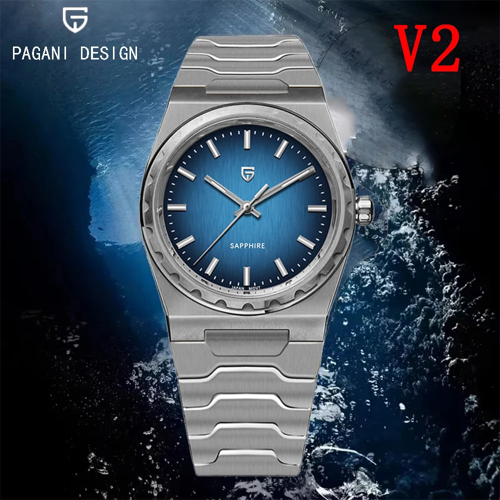 PAGANI DESIGN 2025 New Thin 7mm Fashion Men Quartz Watch V2 Stainless Steel Sapphire 10Bar Waterproof C3 reloj hombre
