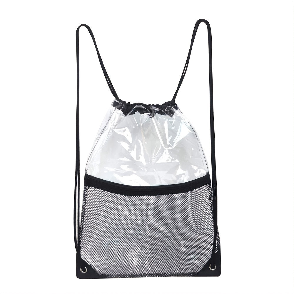 Waterproof Drawstring Backpack - Portable, Clear PVC Bag for Travel, Gym, Sport, Beach (1pc)