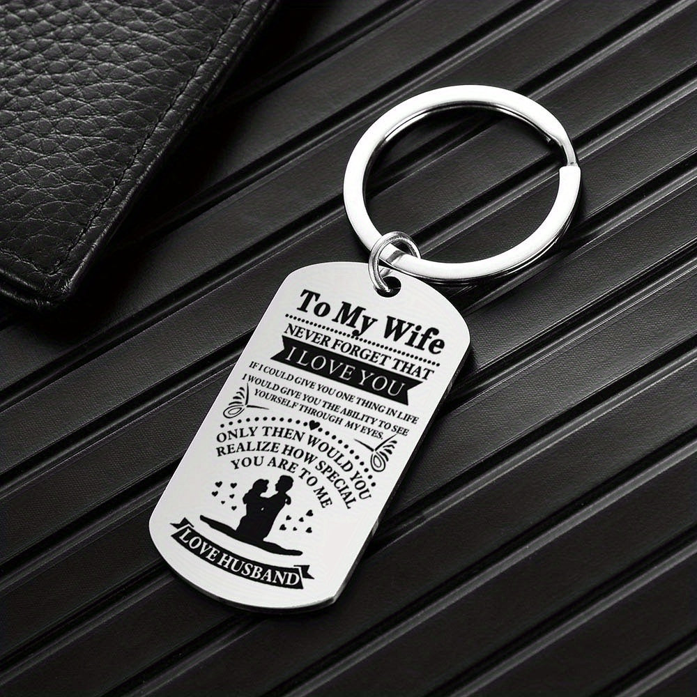 1pc, TO MY WIFE Valentine's Day Thanksgiving Military Card Creative Keychain, Backpack Pendant, Bag Charms, Birthday Gifts, Party Favors