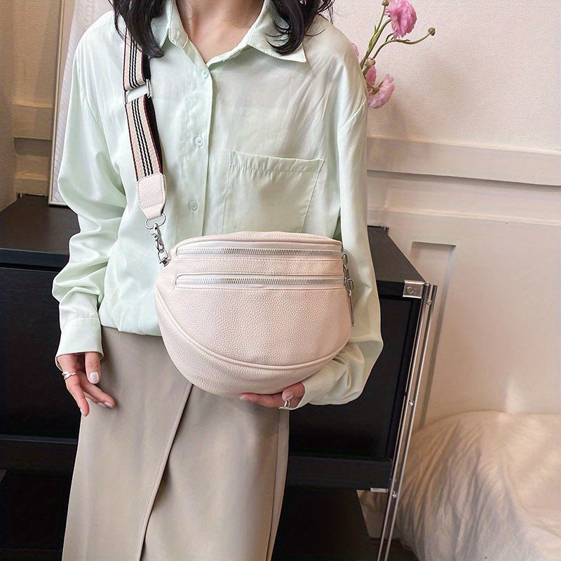 PU Large Capacity Money Backpack with Adjustable Strap - Zipper Closure Bag, Crossbody Messenger Purse for, Shopping & Everyday Use, Durable Casual Handbag (Solid Color, Fits books, Laptop, Cash)