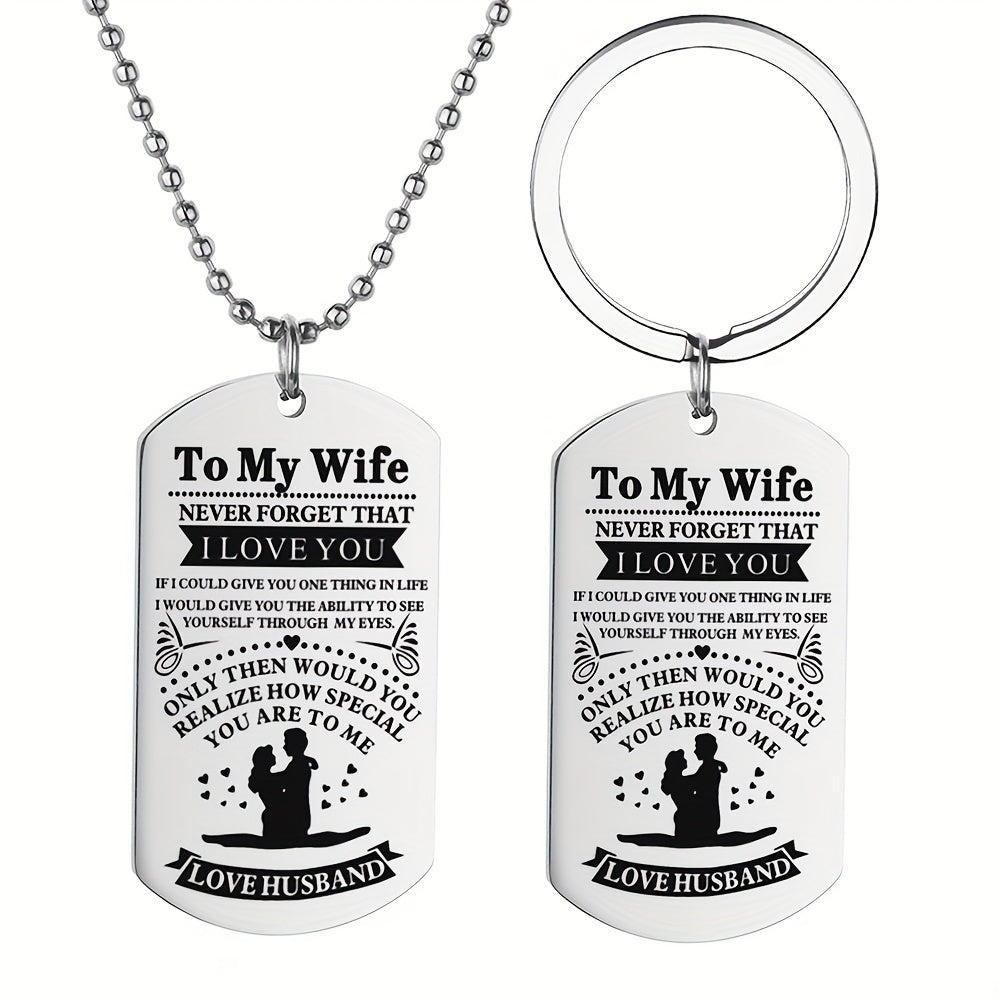 1pc, TO MY WIFE Valentine's Day Thanksgiving Military Card Creative Keychain, Backpack Pendant, Bag Charms, Birthday Gifts, Party Favors