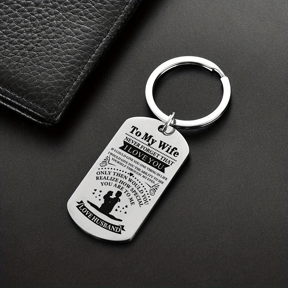 1pc, TO MY WIFE Valentine's Day Thanksgiving Military Card Creative Keychain, Backpack Pendant, Bag Charms, Birthday Gifts, Party Favors