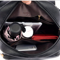 Chic & Stylish Women's Backpack: Solid Faux Leather, Secure Zipper, Metal Accents – Perfect for School and Travel