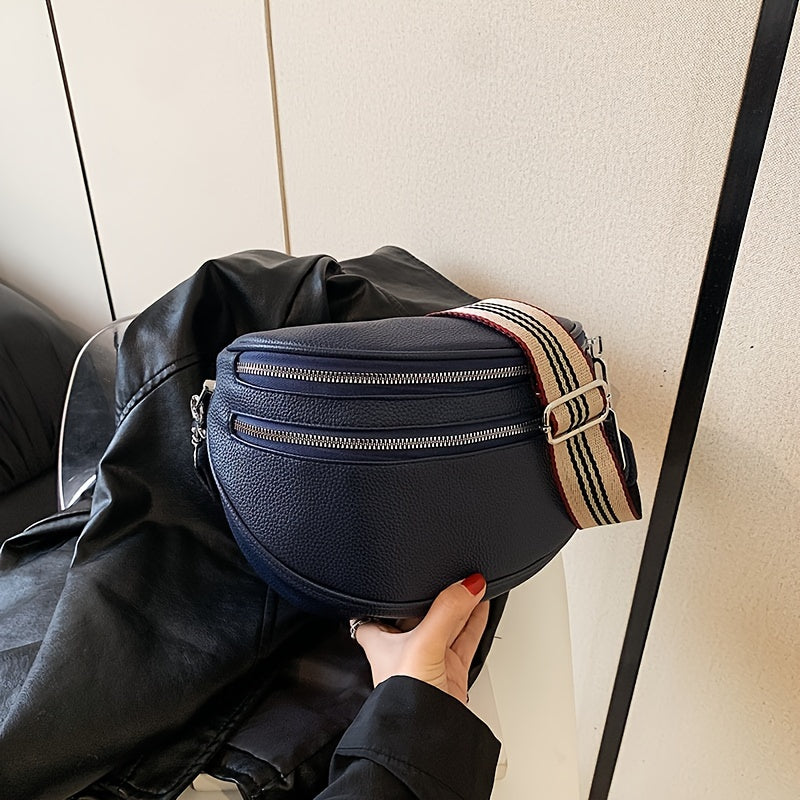 PU Large Capacity Money Backpack with Adjustable Strap - Zipper Closure Bag, Crossbody Messenger Purse for, Shopping & Everyday Use, Durable Casual Handbag (Solid Color, Fits books, Laptop, Cash)