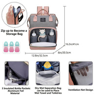 Lamroro Moire Diaper Bag Backpack, Soft Shell, Multifunctional, Large Capacity, Travel Backpack with Changing Station, Sunshade, Breathable Mosquito Net, Zipper Closure, Mixed Color, Polyester Fiber, with Utility Pocket, for