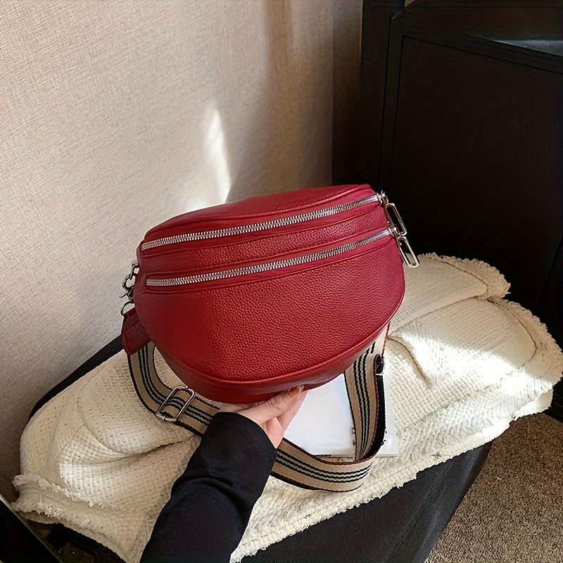 PU Large Capacity Money Backpack with Adjustable Strap - Zipper Closure Bag, Crossbody Messenger Purse for, Shopping & Everyday Use, Durable Casual Handbag (Solid Color, Fits books, Laptop, Cash)