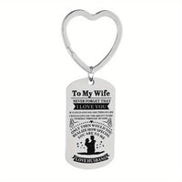 1pc, TO MY WIFE Valentine's Day Thanksgiving Military Card Creative Keychain, Backpack Pendant, Bag Charms, Birthday Gifts, Party Favors