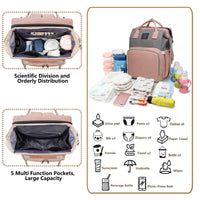 Lamroro Moire Diaper Bag Backpack, Soft Shell, Multifunctional, Large Capacity, Travel Backpack with Changing Station, Sunshade, Breathable Mosquito Net, Zipper Closure, Mixed Color, Polyester Fiber, with Utility Pocket, for