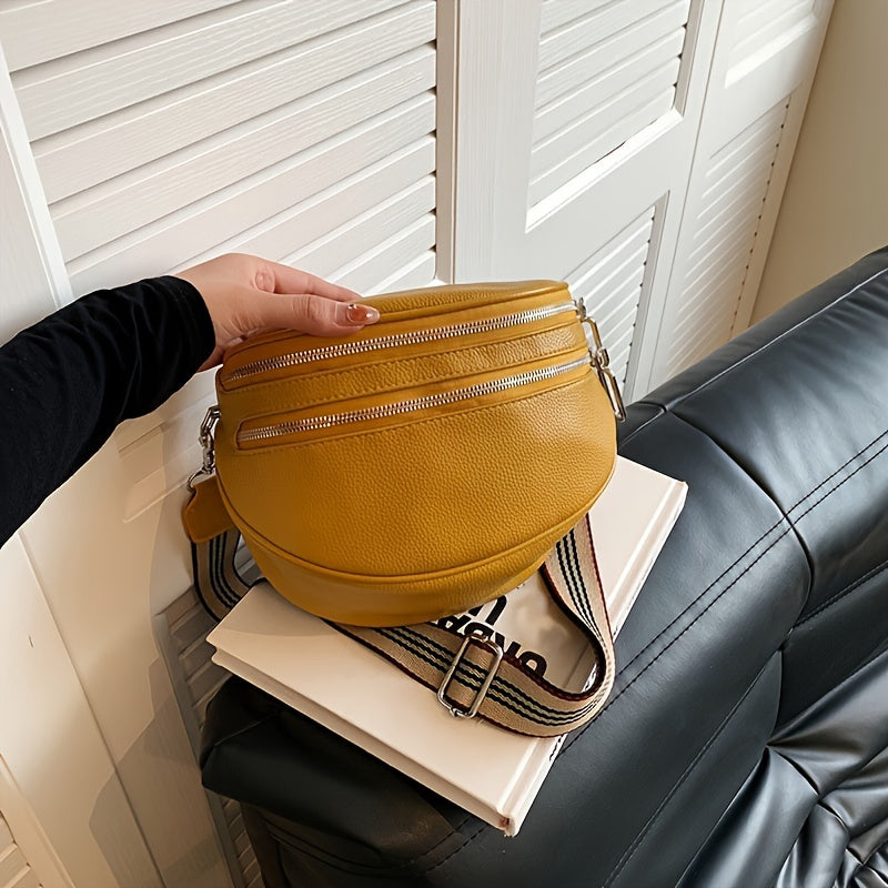 PU Large Capacity Money Backpack with Adjustable Strap - Zipper Closure Bag, Crossbody Messenger Purse for, Shopping & Everyday Use, Durable Casual Handbag (Solid Color, Fits books, Laptop, Cash)