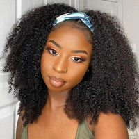 Headband Wig Human Hair Kinky Curly Glueless Wig 30 32 Inches Full Machine Made Curly Headband Bob Wig Human Hair Wigs for Women
